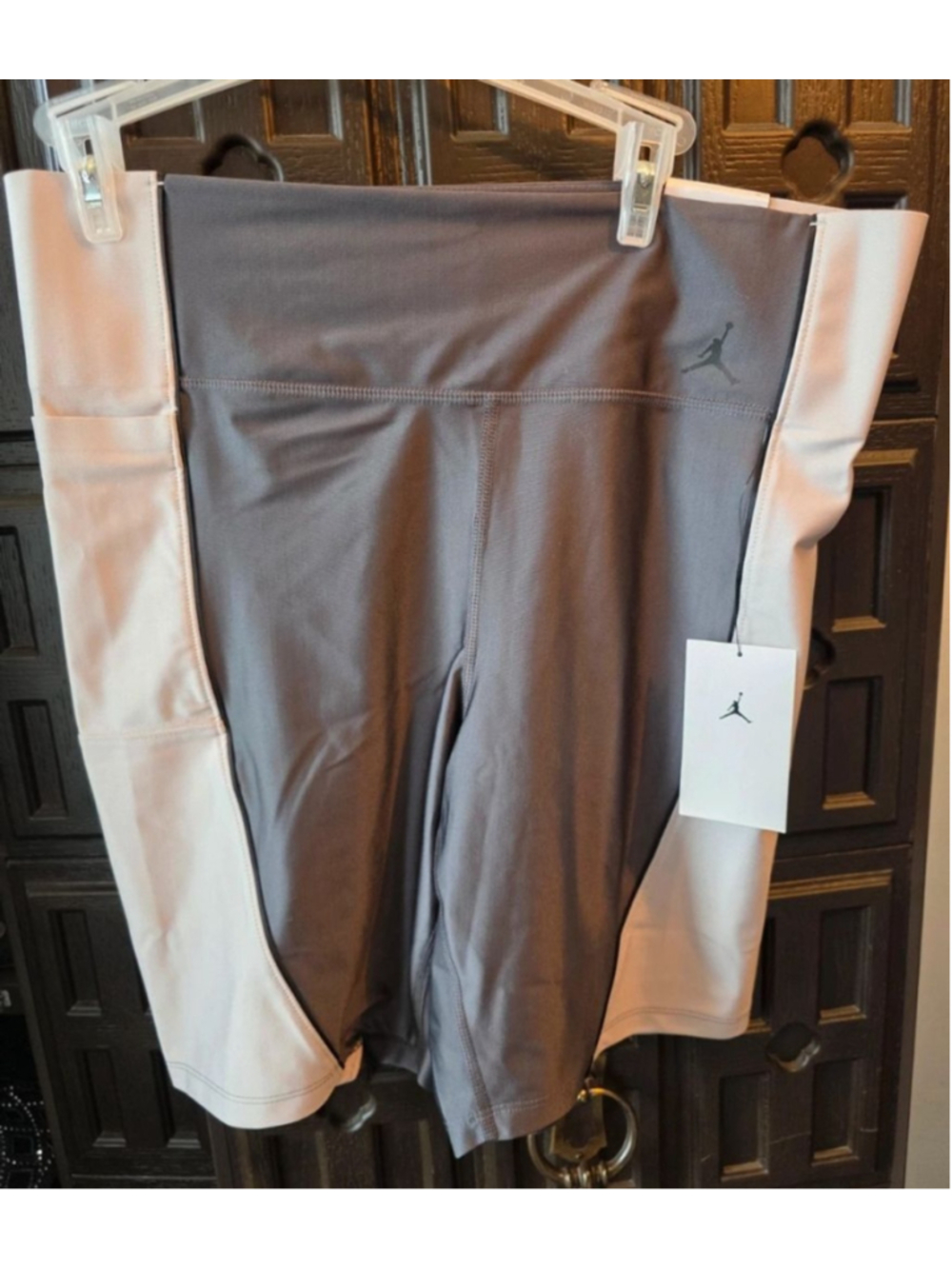 Women's Jordan Gray & Beige Bike Shorts 1X Athletic Workout New